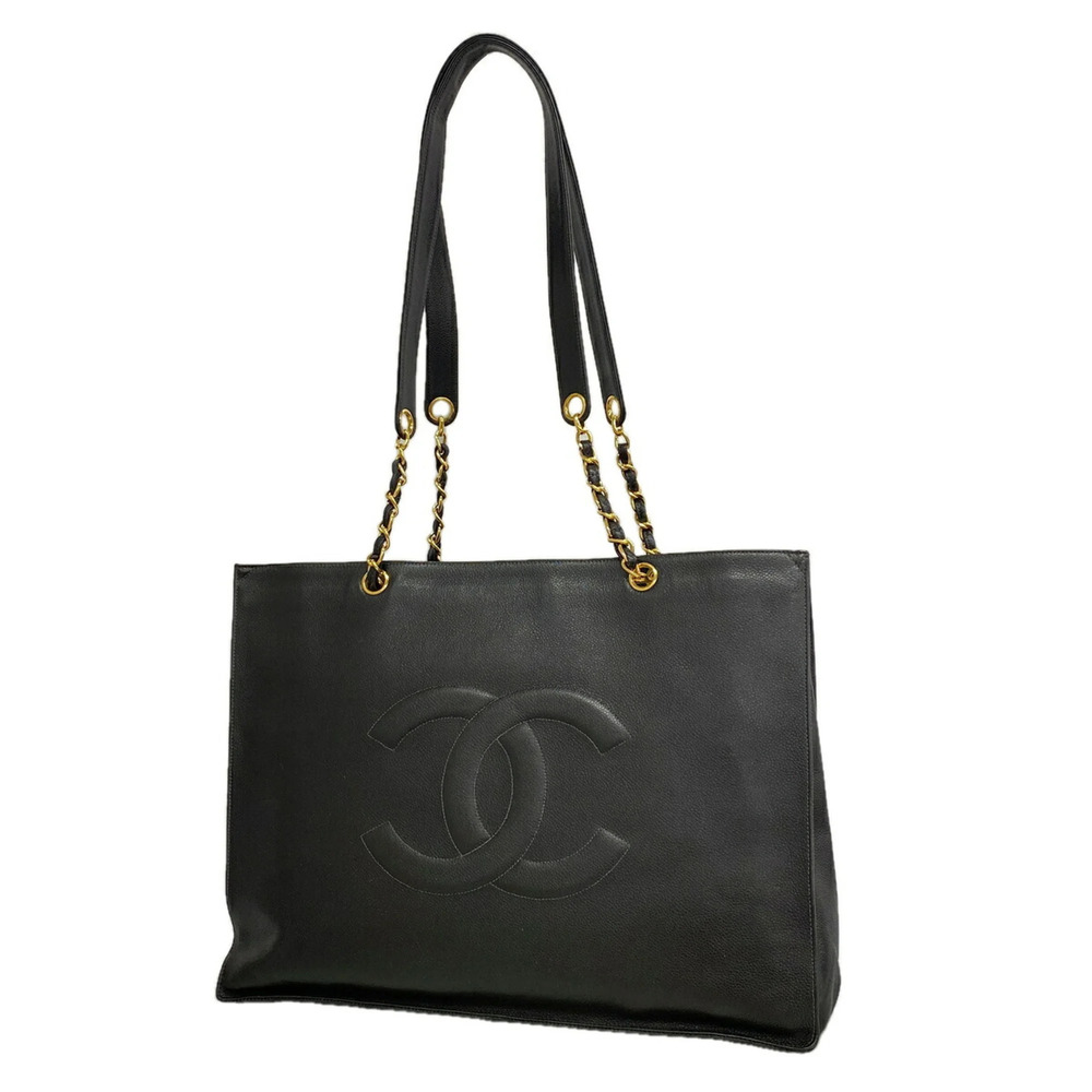 Chanel Bag, Tote Chain Tote, Caviar Leather, Black, Women's OP027077